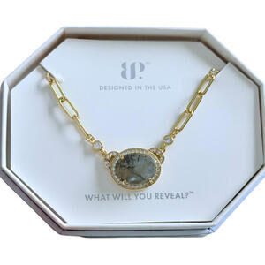 Bomb Party Necklace "Wild Heart Unbroken" Genuine Labradorite on Yellow Gold